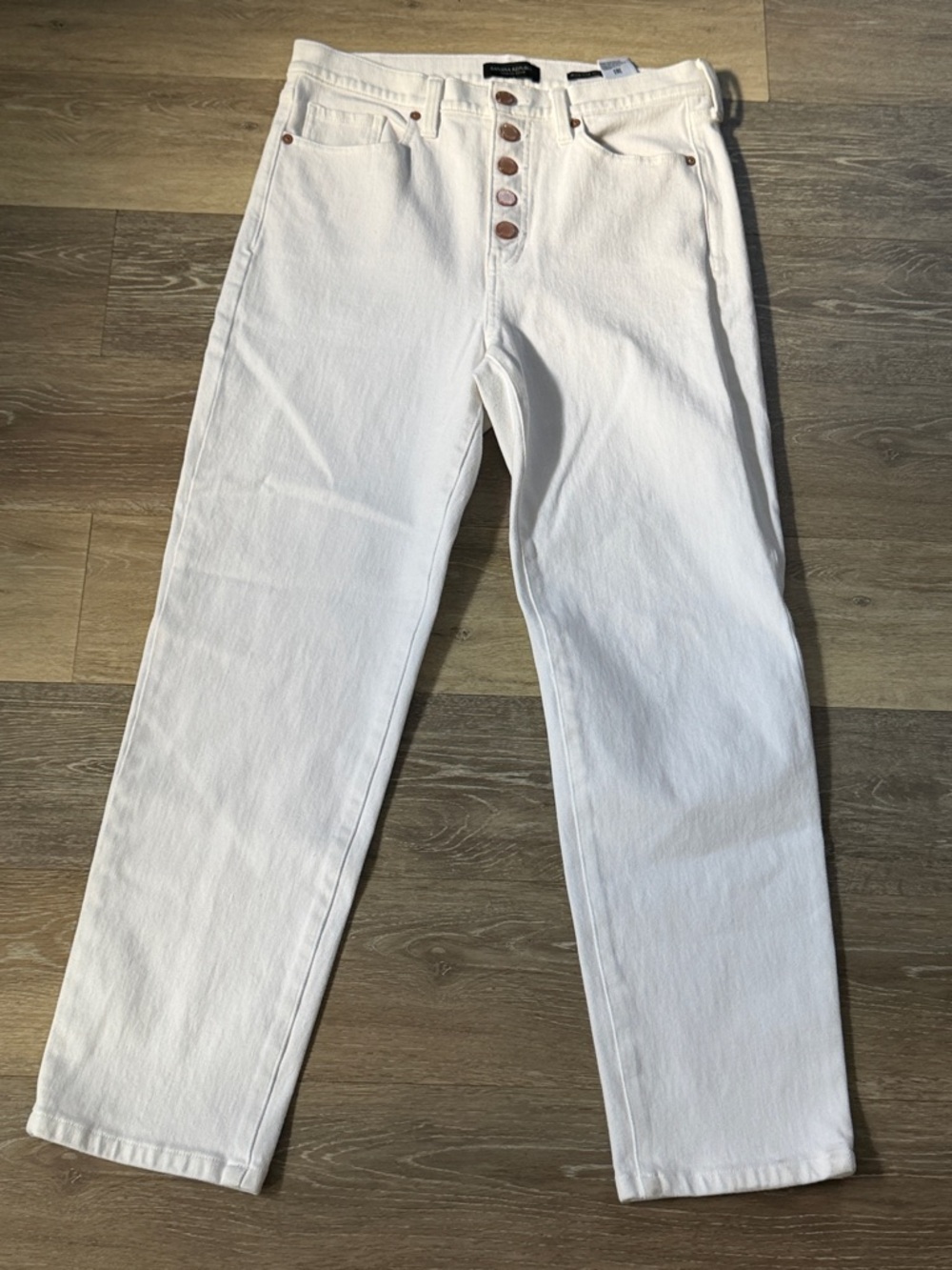 Women's White High-Rise Button-Fly Jeans
